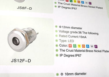 Superficie regolare LED del nichel dell'indicatore luminoso d'ottone di Palted per il foro di montaggio di 12mm