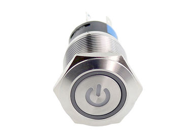 commutatore di pulsante illuminato ROSSO blu di 19mm intorno al simbolo 5 Pin Terminal degli occhi di angolo capo